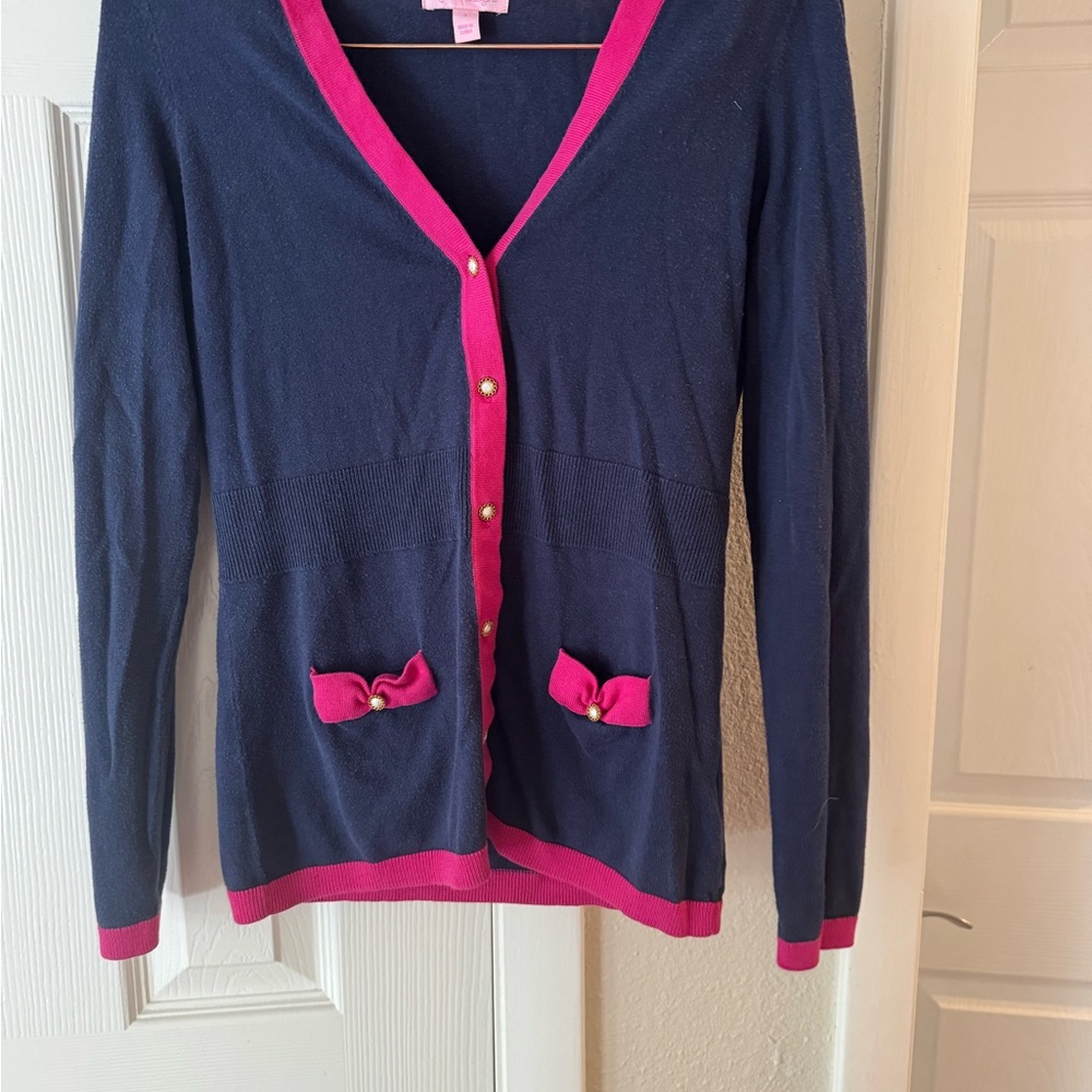 Lilly Pulitzer Blue and Pink Cardigan Sweater